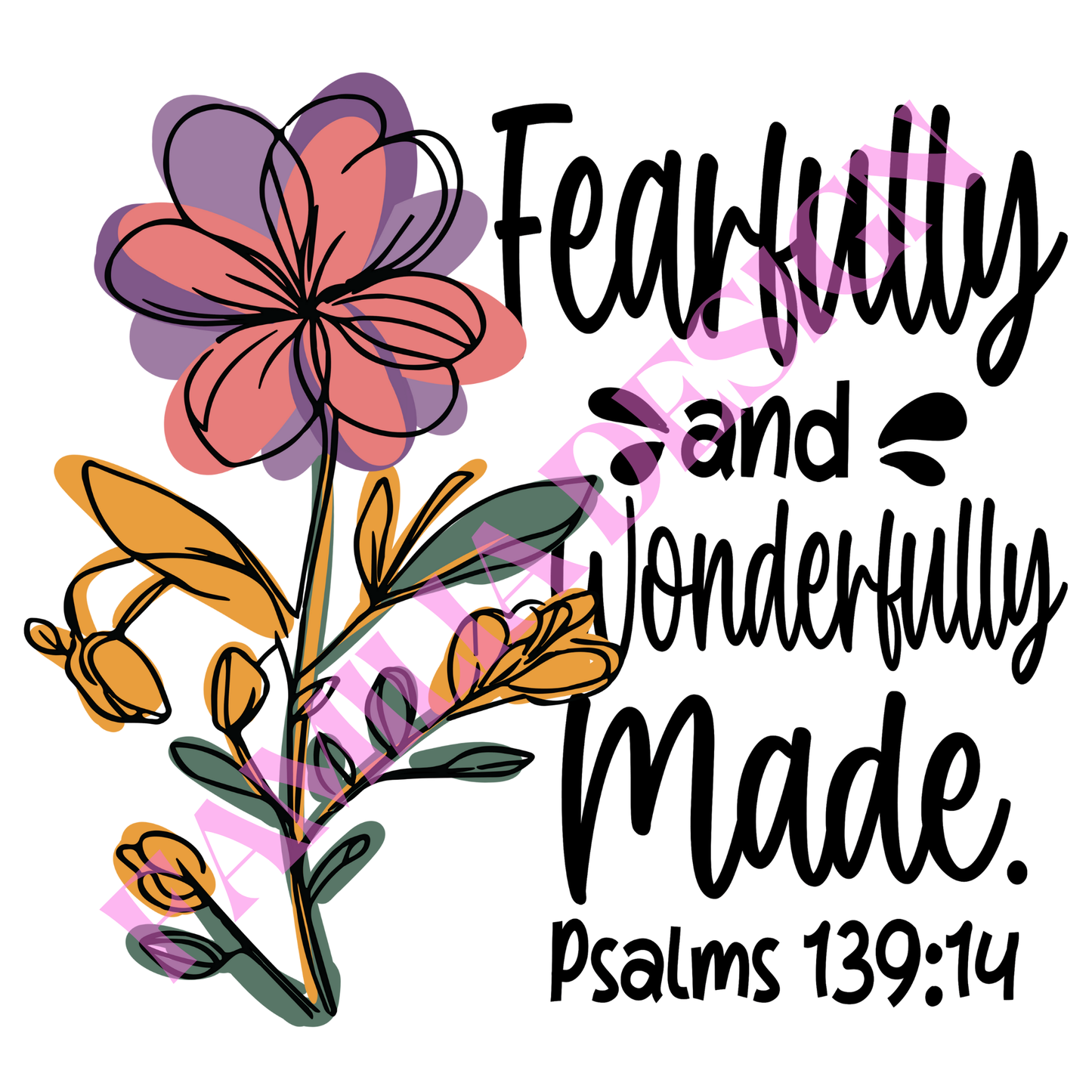 DTF150 "Wonderfully Made Psalms" religious para playera