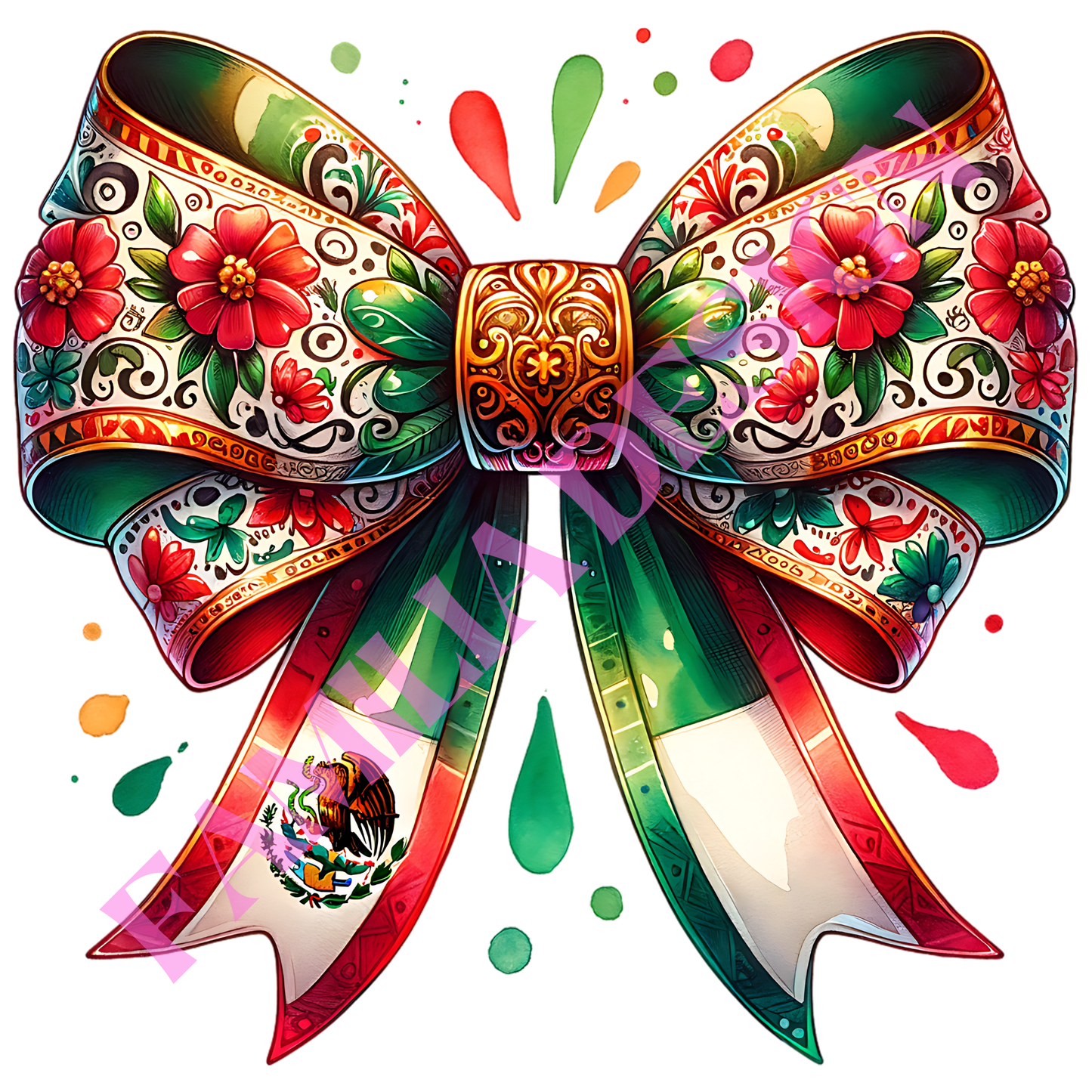 DTF305: "Moño Mexico Talavera" coquette para playera