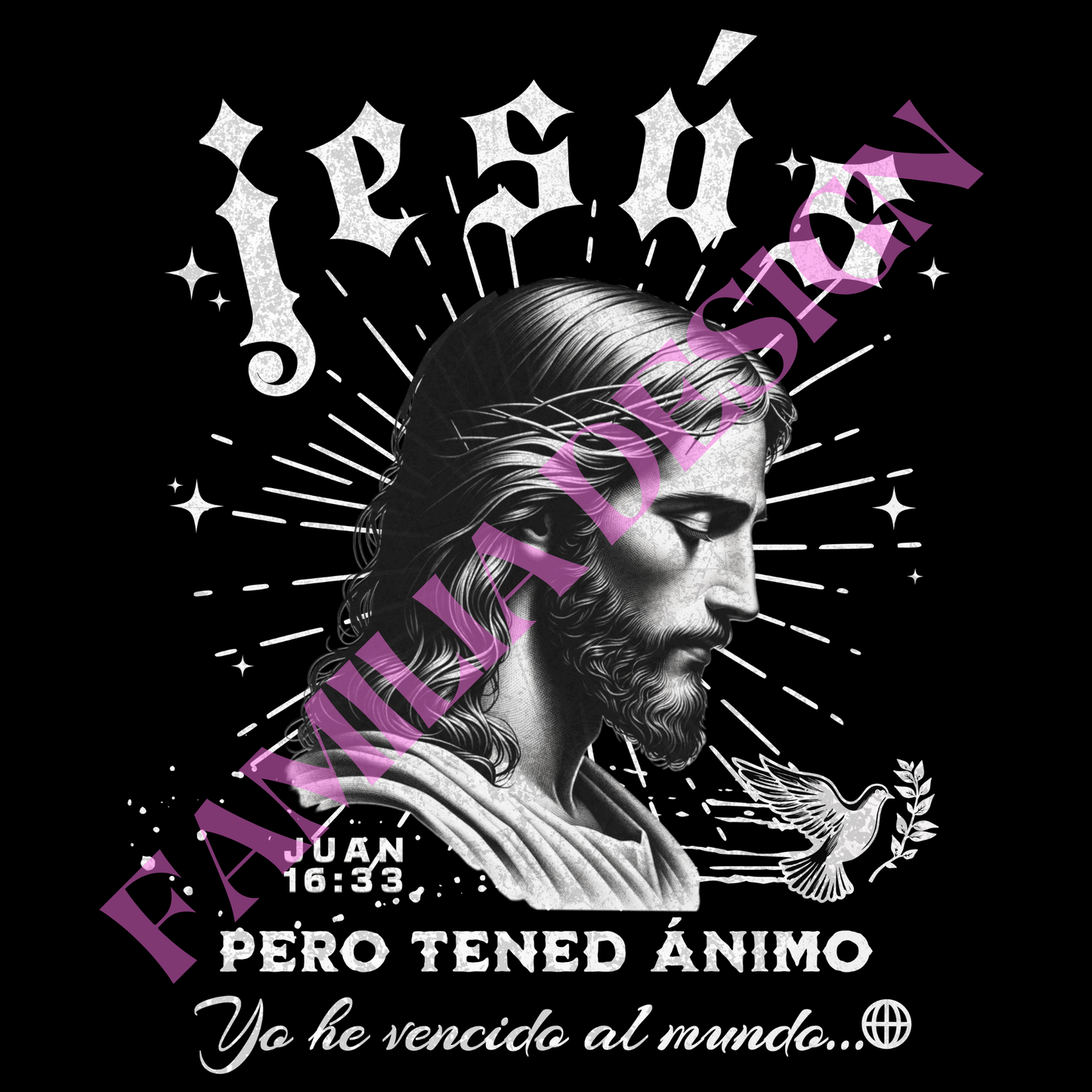 DTF63 "Jesus Juan 16:33" blanco religiosa para Playera