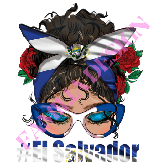 DTF104 "El Salvador Hair Bun" para playera
