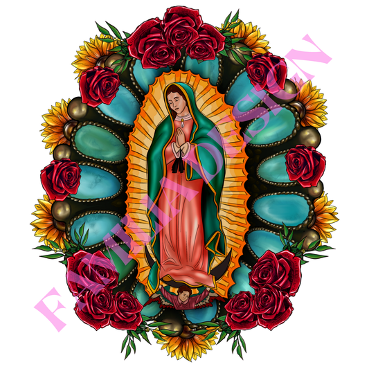 DTF115 "La Virgen" Western Style para playera