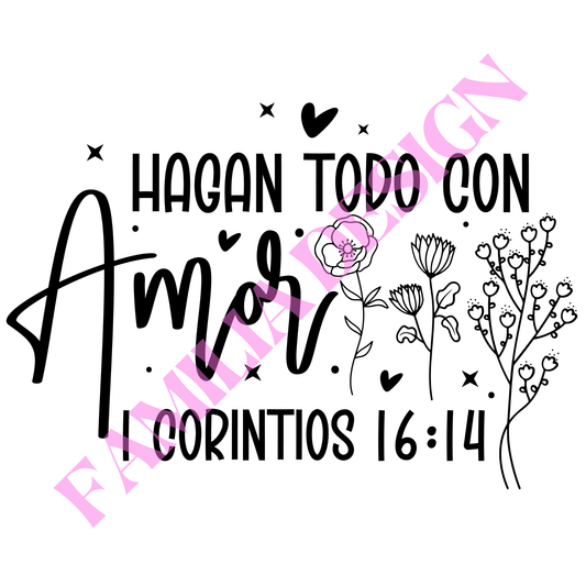 DTF120 "Con Amor Corintios" religioso para playera