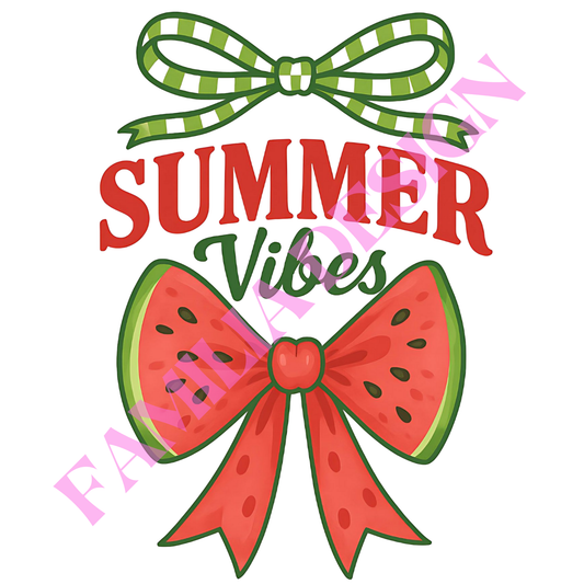 DTF126 "Summer Vibes Watermelon Bow" coquette para playera