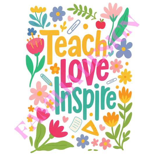 DTF128 "Teach Love Inspire" para playera