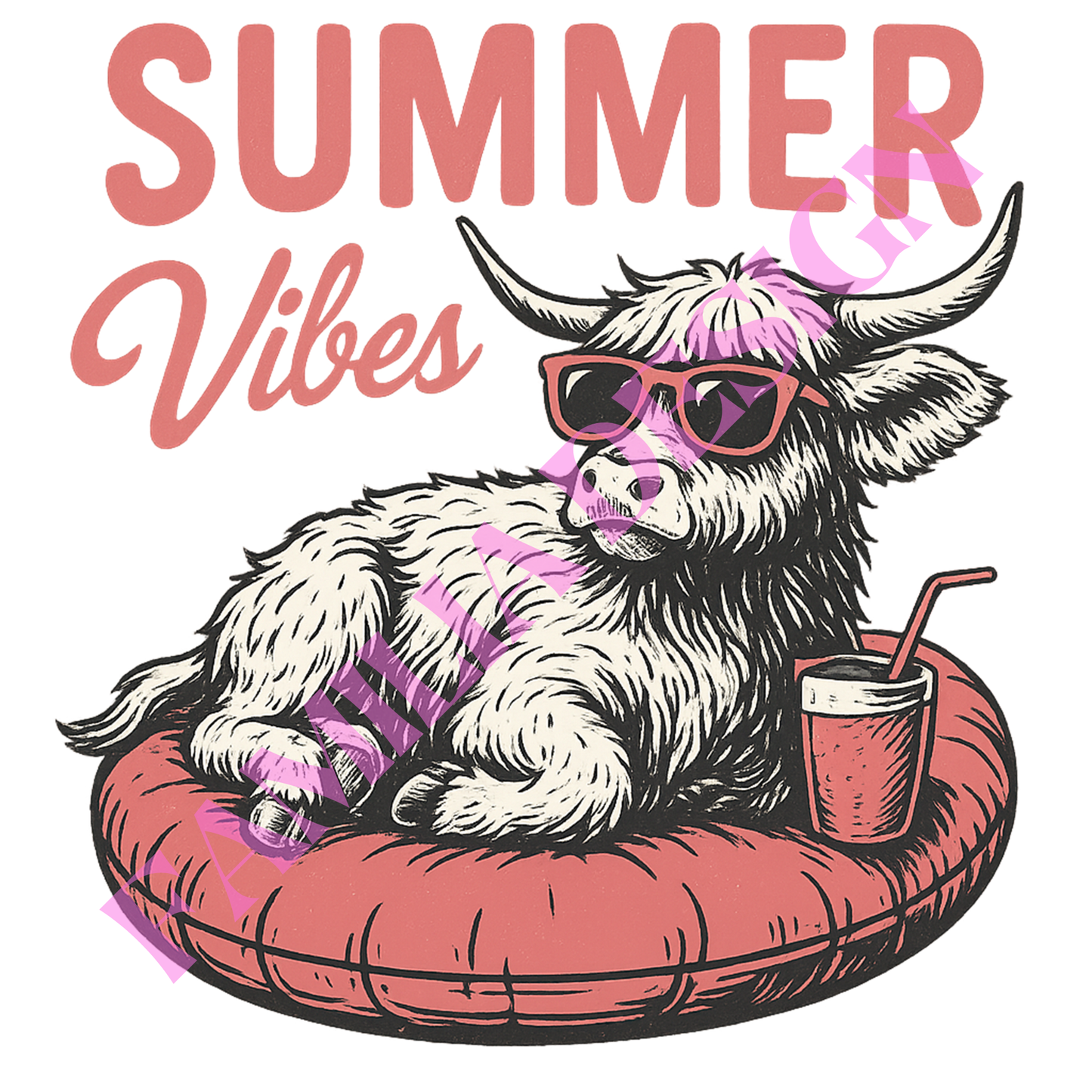 DTF136 "Summer Vibes Cow" para playera