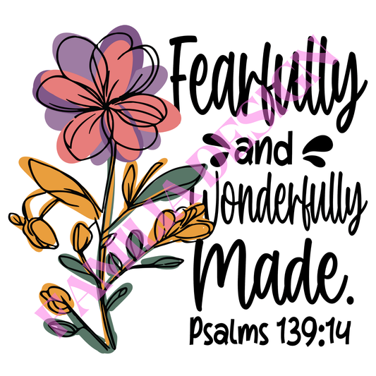 DTF150 "Wonderfully Made Psalms" religious para playera