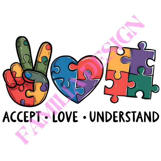 DTF152 "Accept Love Understand" autismo para playera