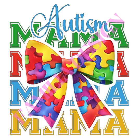 DTF156 "Autism MAMA Bow" coquette para playera