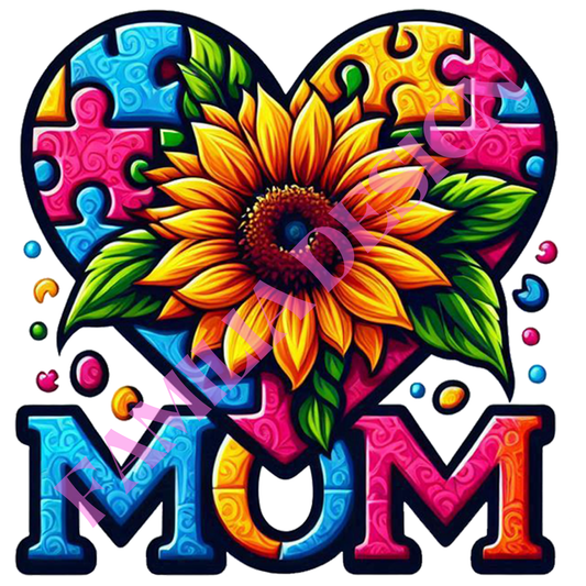 DTF165 "Mom Autism Heart" para playera