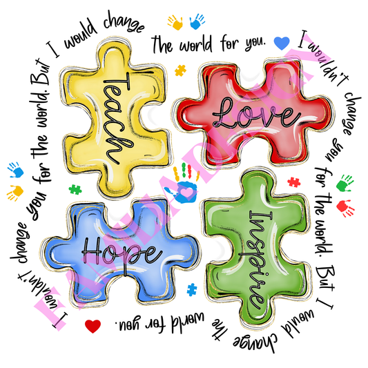 DTF167 "Autism Puzzle Pieces" para playera