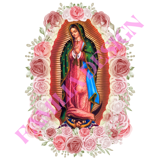 DTF201 "Virgen Rosas Rositas" religioso para playera