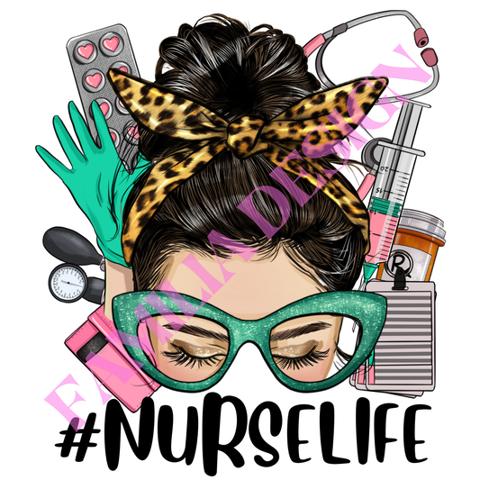 DTF236: "Nurse Life Bun" para playera
