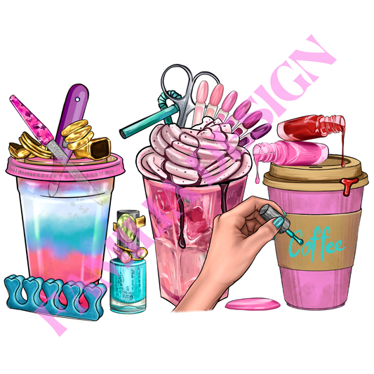 DTF239: "Nail Tech Coffee" para playera