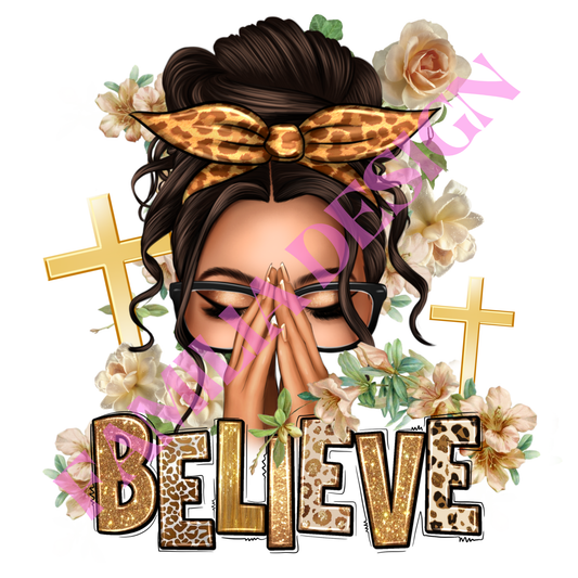 DTF244: "Believe Pray Bun" para playera