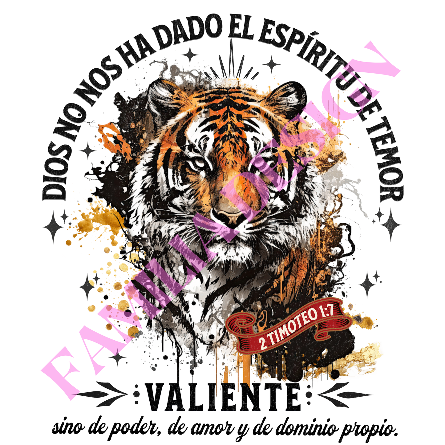DTF257: negro "Valiente 2 Timoteo 1:7" religioso para playera