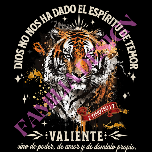 DTF257: blanco "Valiente 2 Timoteo 1:7" religioso para playera