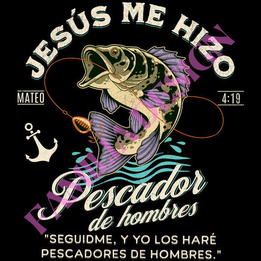 DTF261: blanco "Pescador Mateo 4:19" religioso para playera