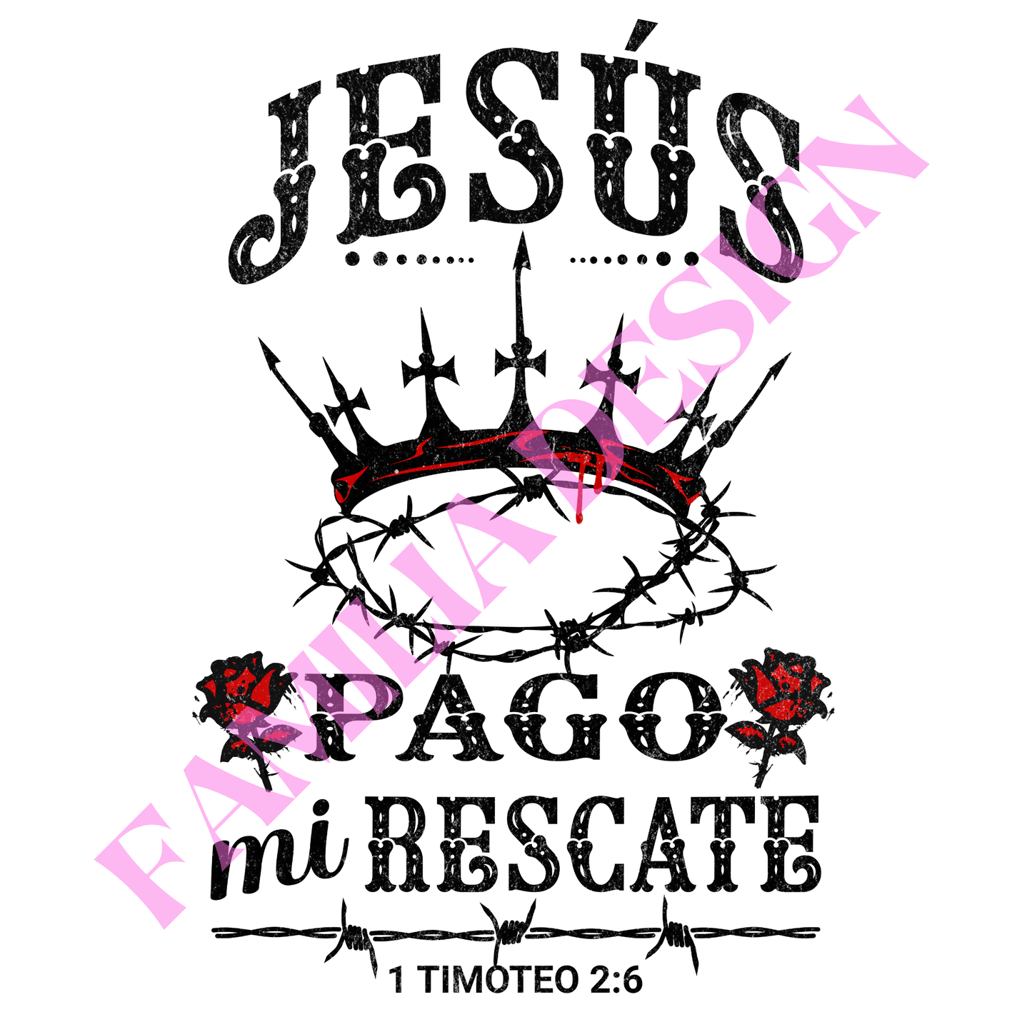 DTF262: negro "Rescate 1 Timoteo 2:6" religioso para playera