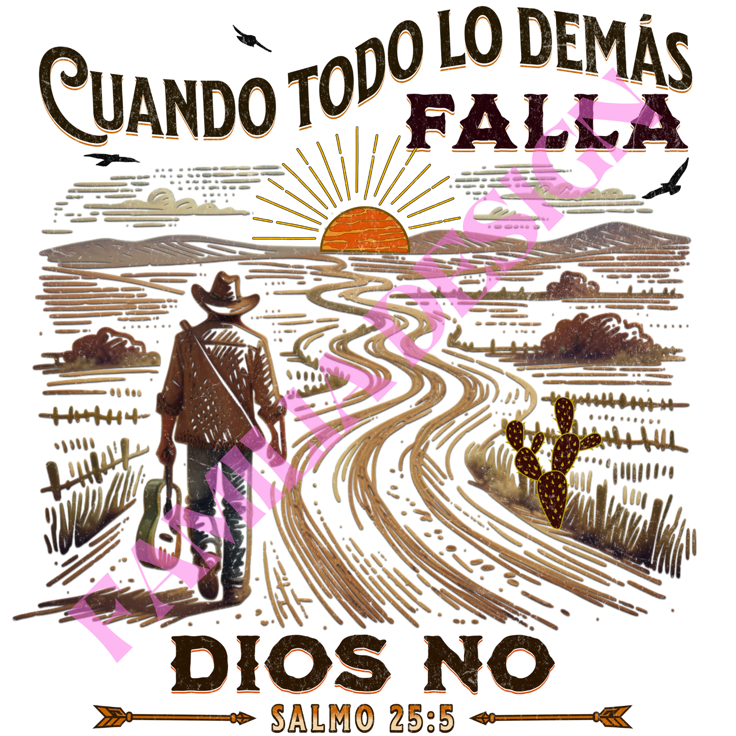 DTF263: negro "Dios No Salmo 25:5" religioso para playera
