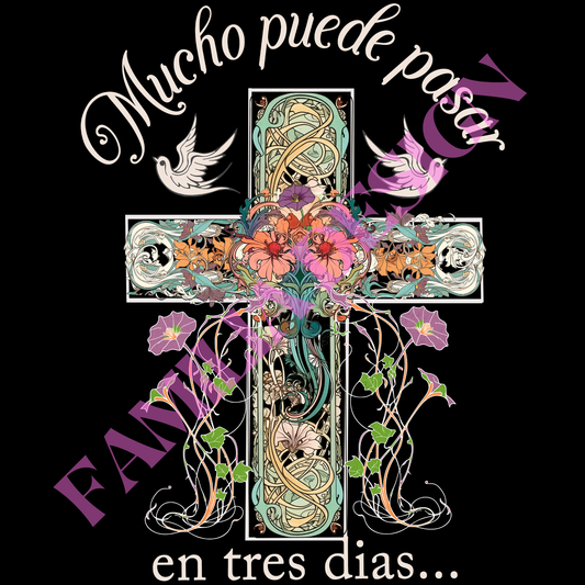 DTF275: blanco "Tres Dias" para playera