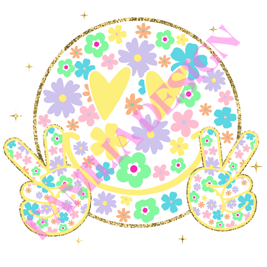 DTF311: "Yellow Smiley Face Floral" para playera