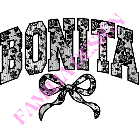 DTF319: "Bonita Laced Bow" coquette para playera