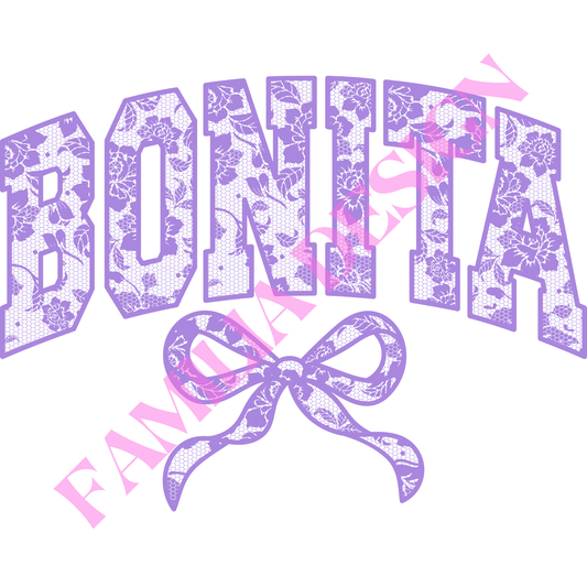 DTF320: "Bonita Laced Bow" coquette para playera
