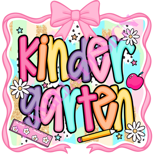 DTF325: "Kinder School Bow Frame" coquette para playera