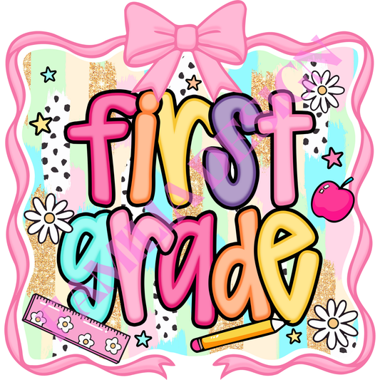 DTF326: "1st grade School Bow Frame" coquette para playera